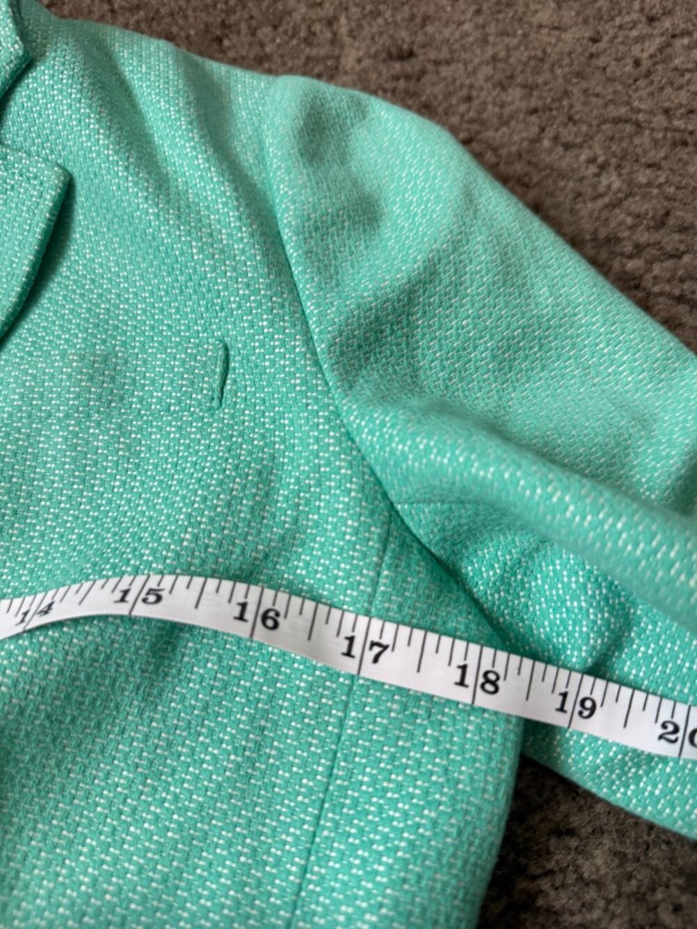 BANANA REPUBLIC Mint Green Tweed Cotton Linen Short Suit Set Blazer 6 Shorts 8 - Picture 15 of 16